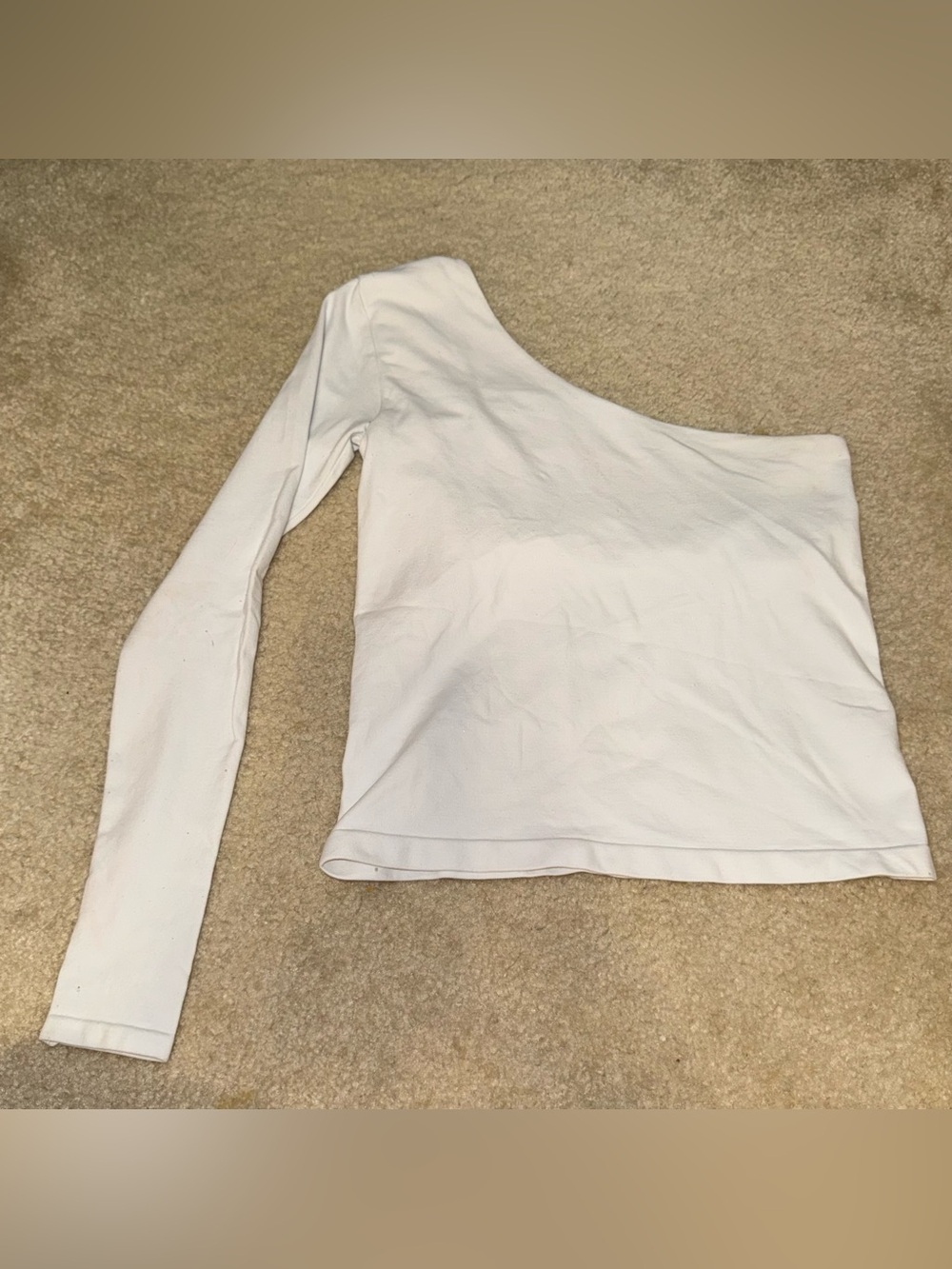 Free People One-Shoulder Long Sleeve Crop Top - White